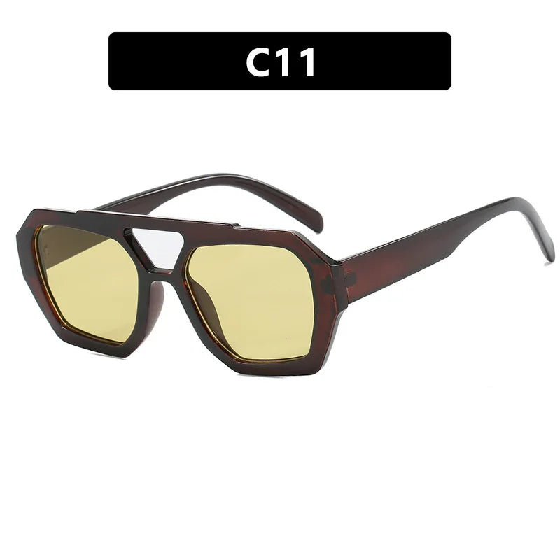 Retro Double Bridges Women's Sunglasses Big Frame Leopard Brown Gradient Eyewear Fashion Luxury Designer Sun Glasses Men Shades