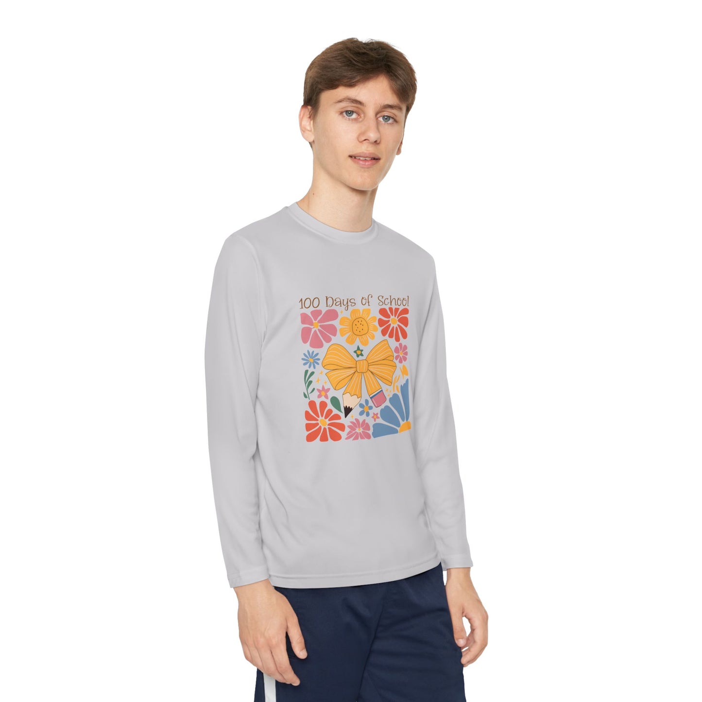 100 Days of School Youth Long Sleeve Tee, School Spirit Shirt, Kids School Celebration Top, Elementary Student Long Sleeve Shirt, School