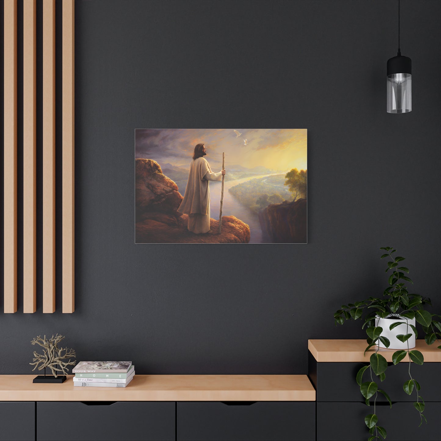 Religious Canvas Art, Christian Canvas Art - Jesus with Staff, Scenic Wall Decor, Religious Gift, Christian Home Decor