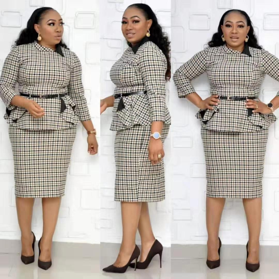 Plaid lapel sleeve suit