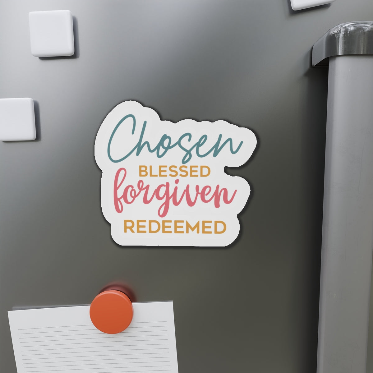 Die-Cut Magnets - Chosen, Blessed, Forgiven, Redeemed, Inspirational Fridge Magnets, Christian Home Decor, Faith Gift