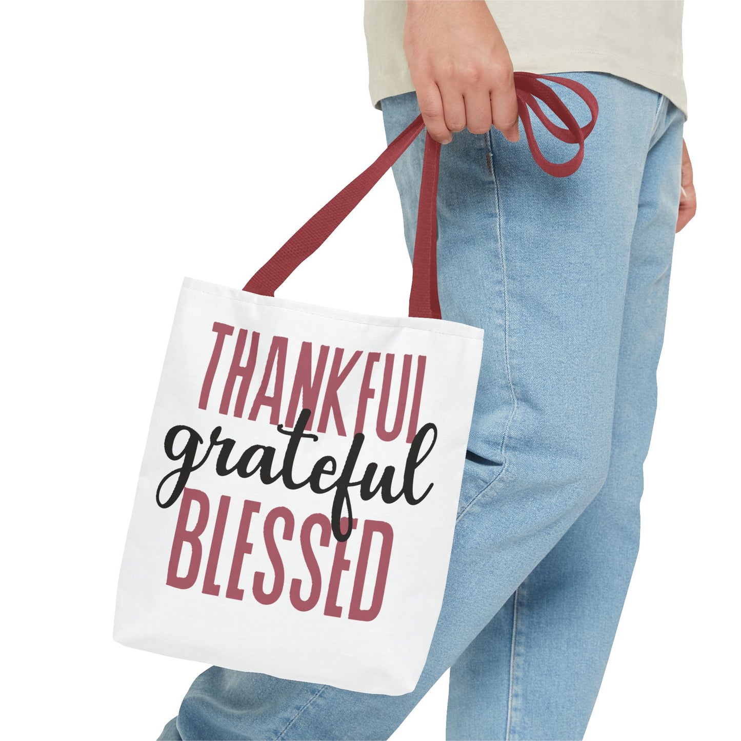 Faith Tote Bag, Thankful Grateful Blessed, Christian Bag, Inspirational Gift, Religious Handbag, Spiritual Carryall