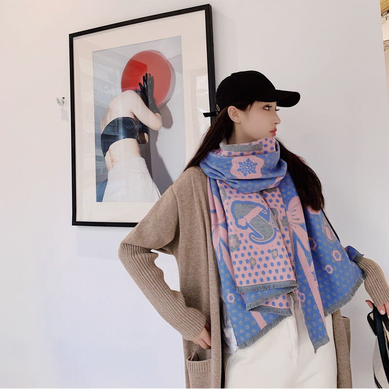 Warm thickening imitation cashmere scarf