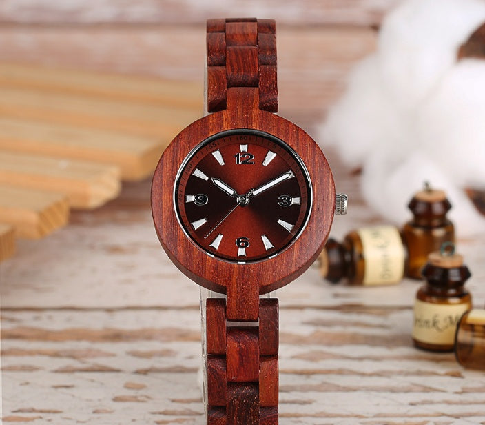 Wood quartz watch