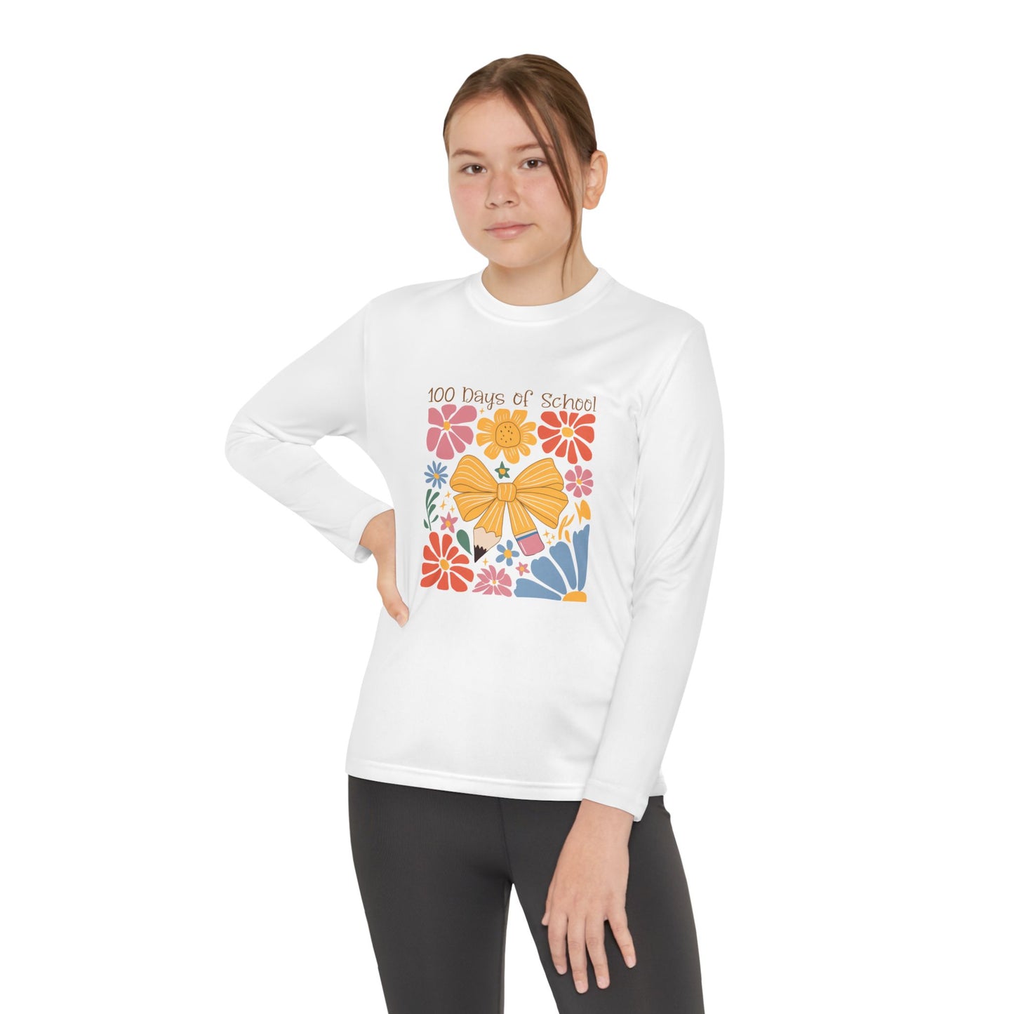 100 Days of School Youth Long Sleeve Tee, School Spirit Shirt, Kids School Celebration Top, Elementary Student Long Sleeve Shirt, School