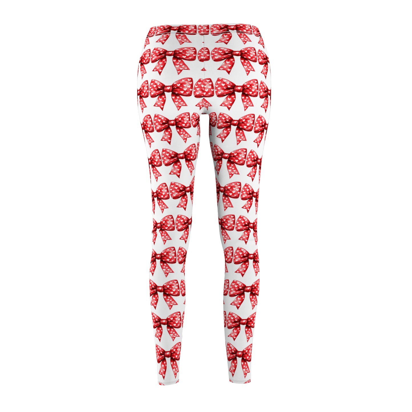 Love Bow Leggings, Cute Women's Leggings, Stylish Casual Pants, Valentine's Day Apparel, Heart Print Tights