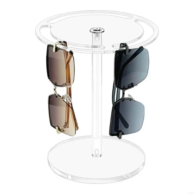 57QA Modern Sunglasses Organiser 360° Rotating Acrylic Sunglasses Holder with 3 Slots and Sturdy Base Glasses Display Stand