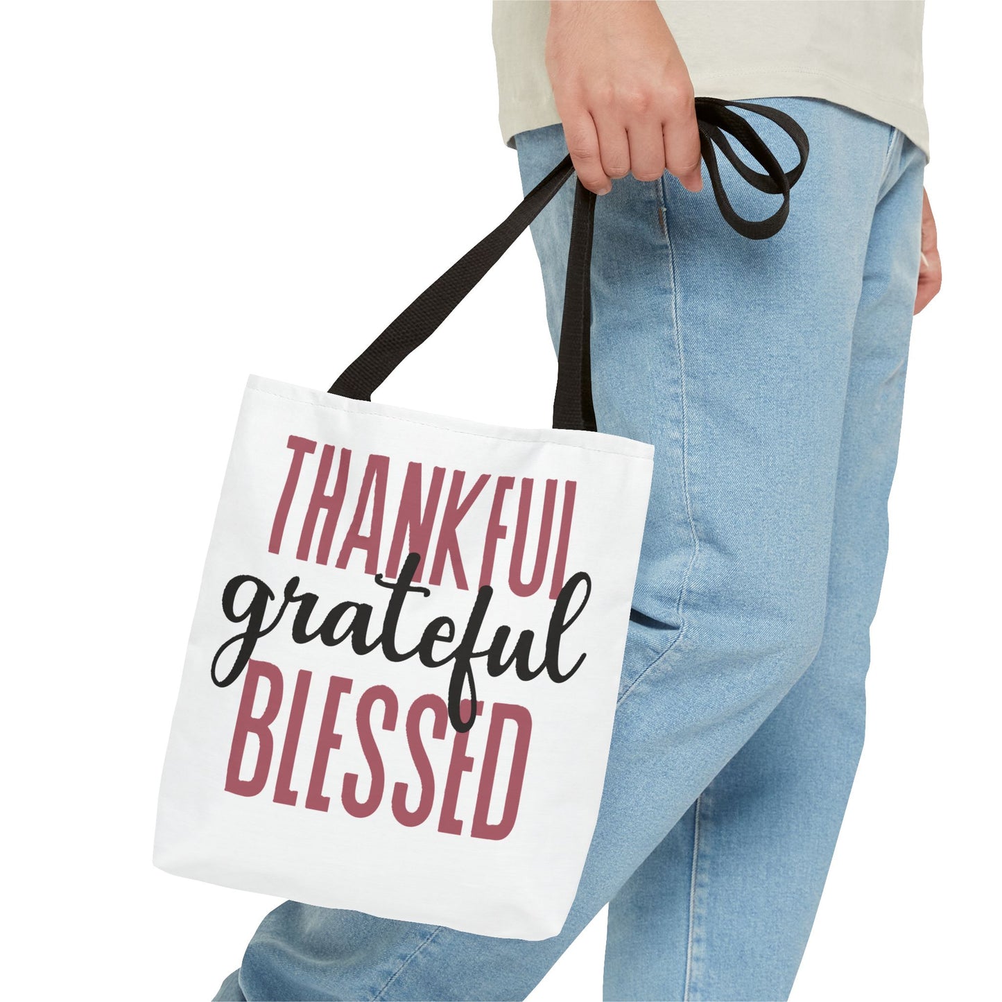 Faith Tote Bag, Thankful Grateful Blessed, Christian Bag, Inspirational Gift, Religious Handbag, Spiritual Carryall
