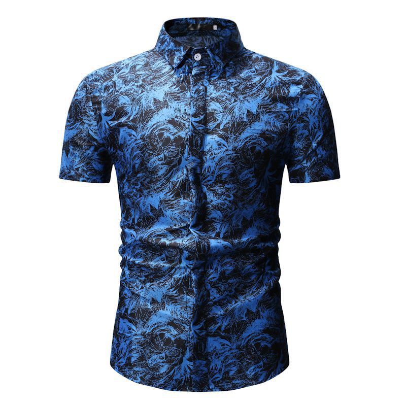 Men's Casual Short-sleeved Floral Shirt