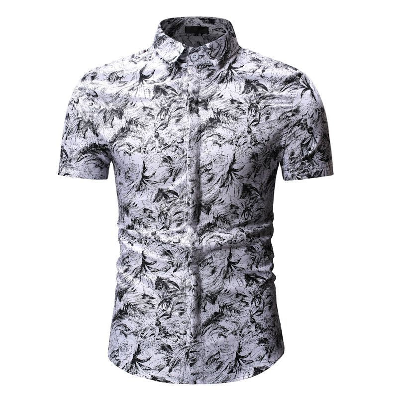 Men's Casual Short-sleeved Floral Shirt