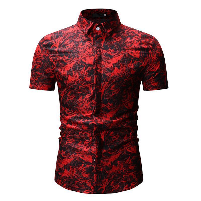 Men's Casual Short-sleeved Floral Shirt