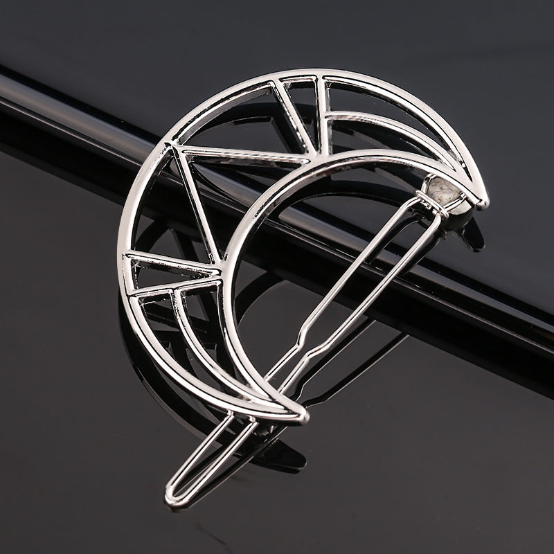 Creative Metal Frog Clip Triangle Moon Hairpin