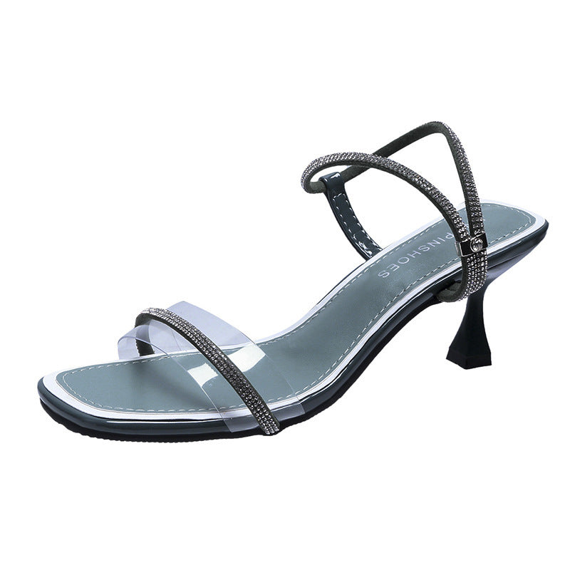 Square Toe Stiletto Casual High Heel Sandals