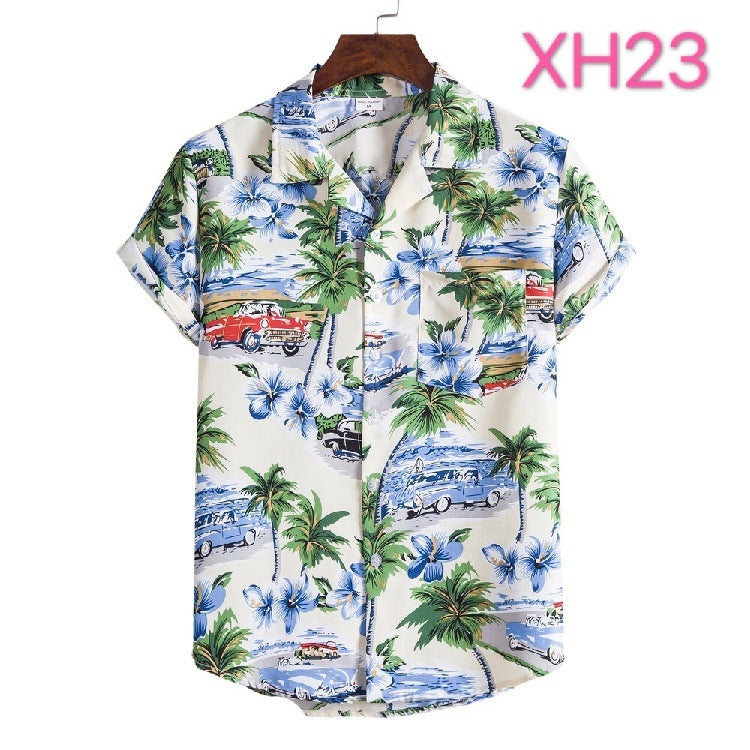 Short-sleeved Shirt Japanese Floral Print Cardigan