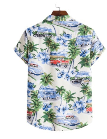 Short-sleeved Shirt Japanese Floral Print Cardigan