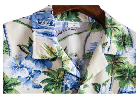 Short-sleeved Shirt Japanese Floral Print Cardigan