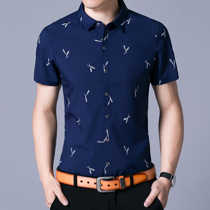 Lapel Middle-Aged Printed Floral Shirt