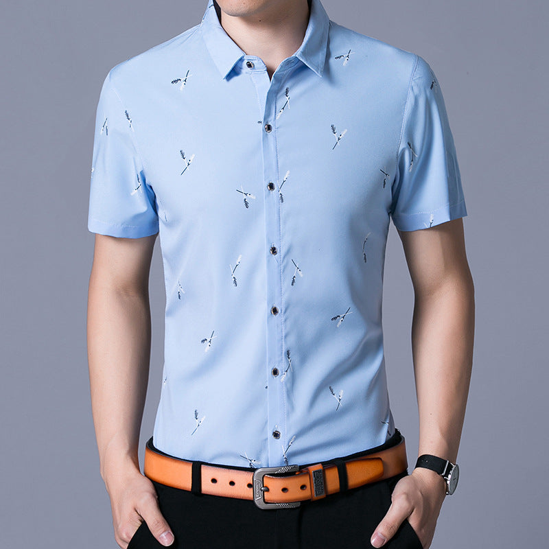 Lapel Middle-Aged Printed Floral Shirt