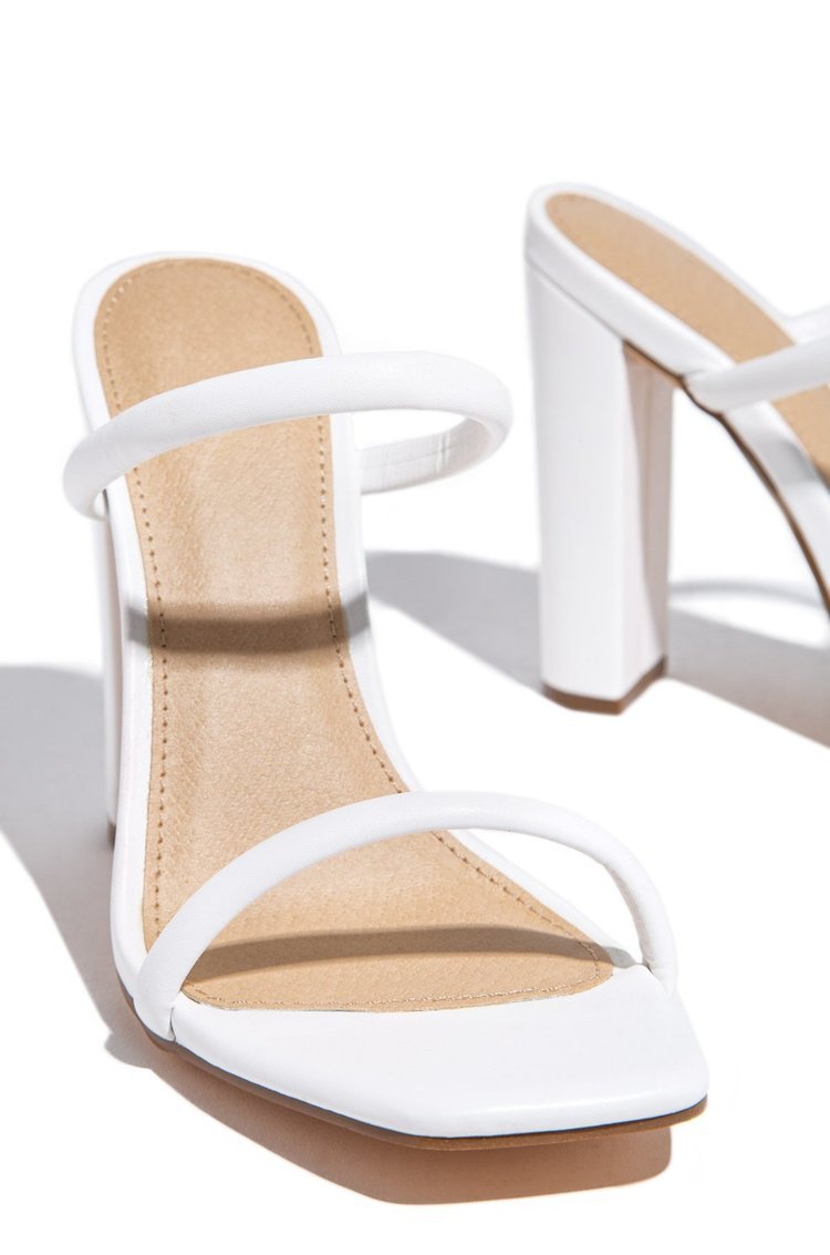 One-word Women's High-heeled Shoes With Thick Heel And Toe Color