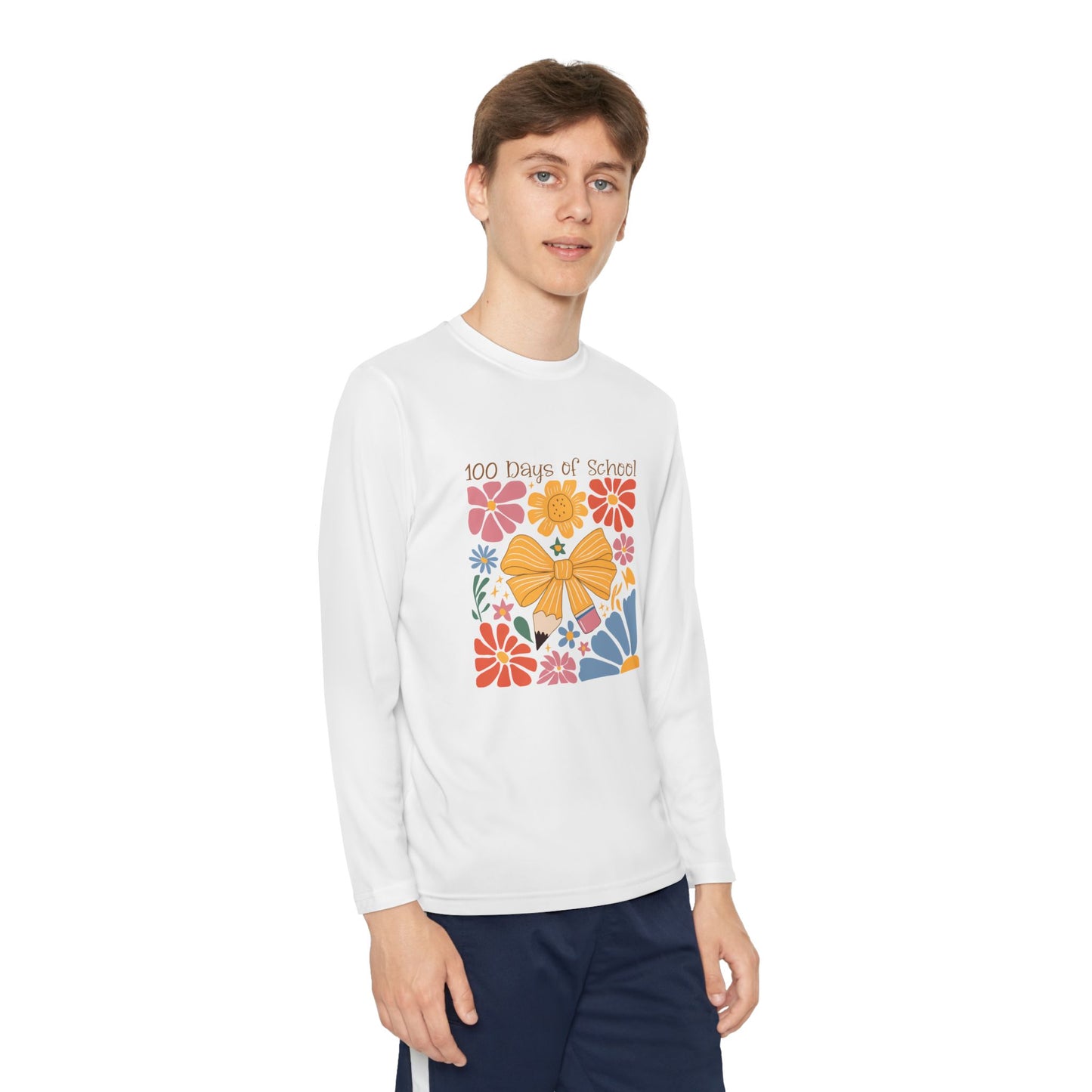 100 Days of School Youth Long Sleeve Tee, School Spirit Shirt, Kids School Celebration Top, Elementary Student Long Sleeve Shirt, School