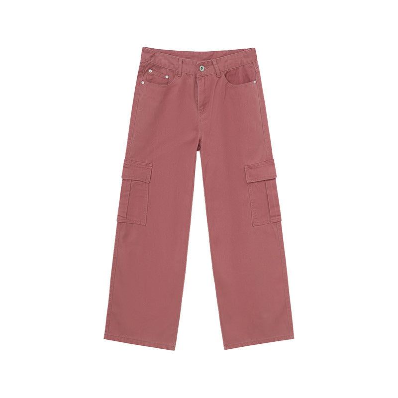 Large Pocket Wide-leg Overalls Casual Jeans