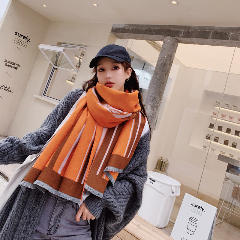 Warm thickening imitation cashmere scarf