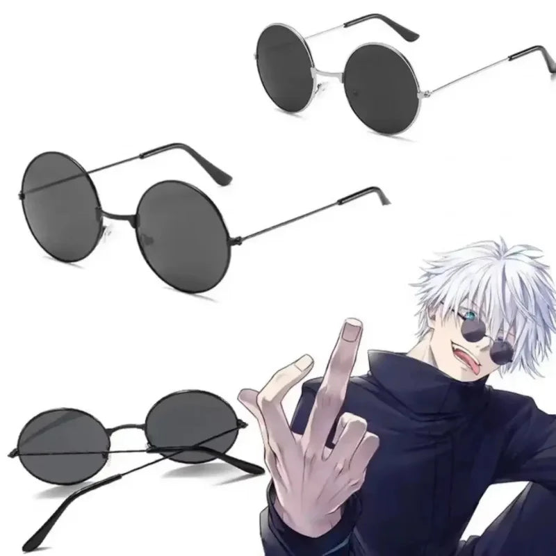 Anime Spell Battle Back Five WuCOSGlasses Black round Frame Vintage Sunglasses Comic showCOSPLAYProp Eye