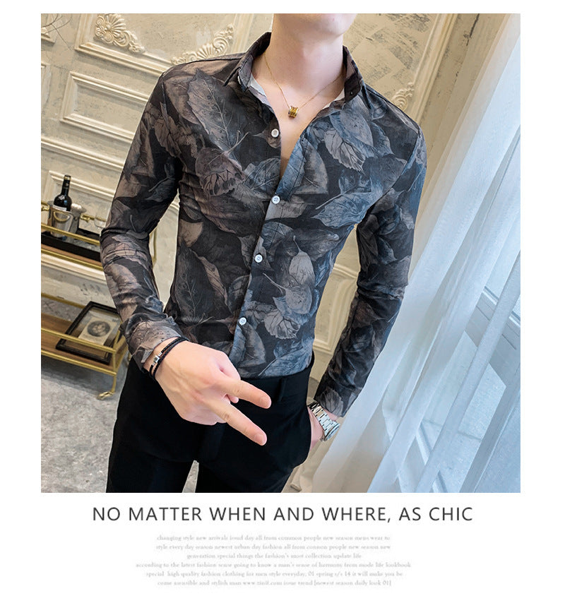 Floral Men's Fashion Casual Nightclub Shirt