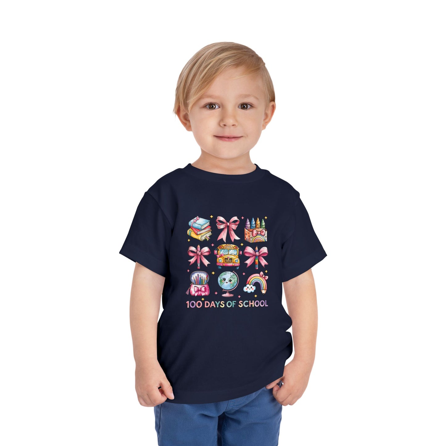 100 Days of School Toddler Short Sleeve Tee, Kindergarten Shirt, Kids Back to school Tshirt, Celebrating School Milestone Top, School