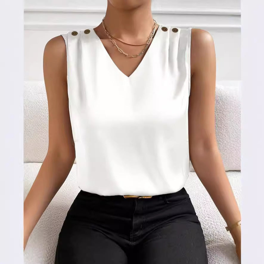 Women's Fashionable Simple Silk High Elastic Solid Color Vest