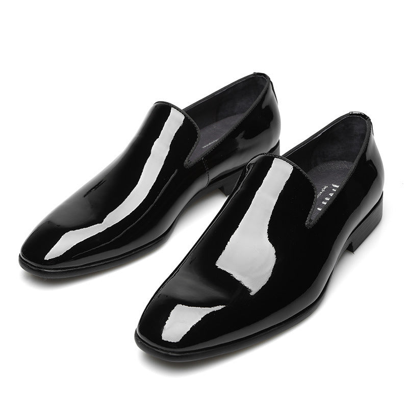One Pedal Bright Leather Round Hood Feet British Trend Patent Men's Shoes