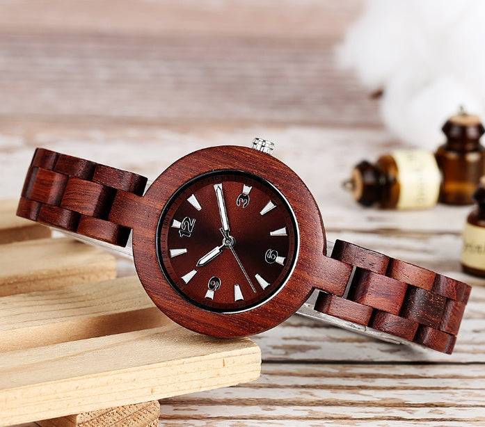 Wood quartz watch