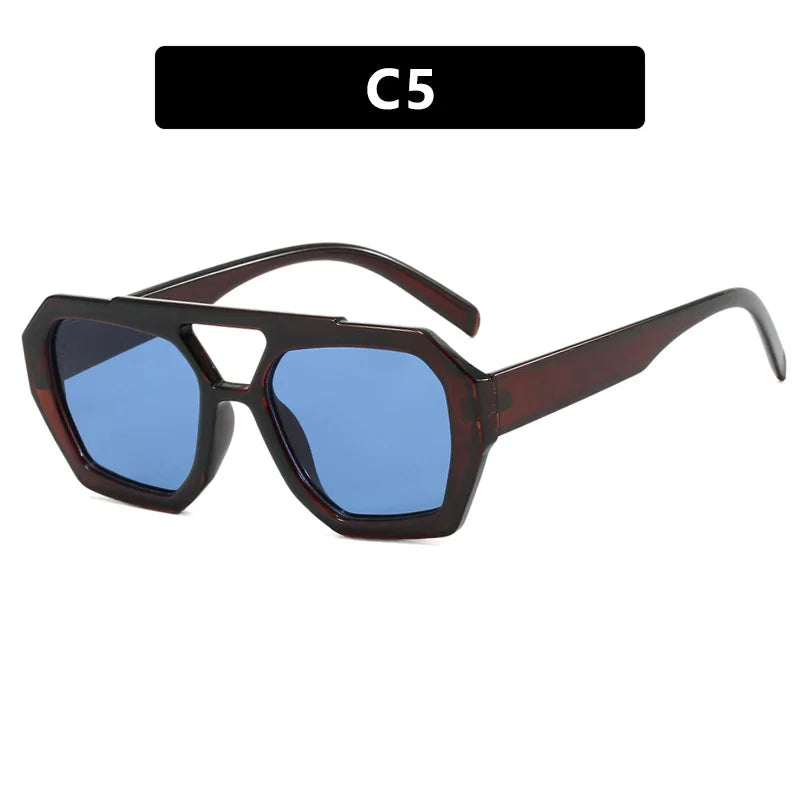 Retro Double Bridges Women's Sunglasses Big Frame Leopard Brown Gradient Eyewear Fashion Luxury Designer Sun Glasses Men Shades