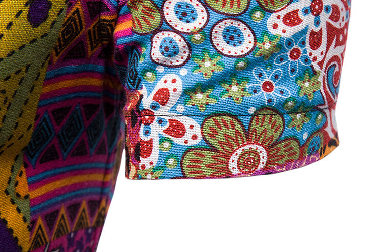 Men's slim floral short shirt