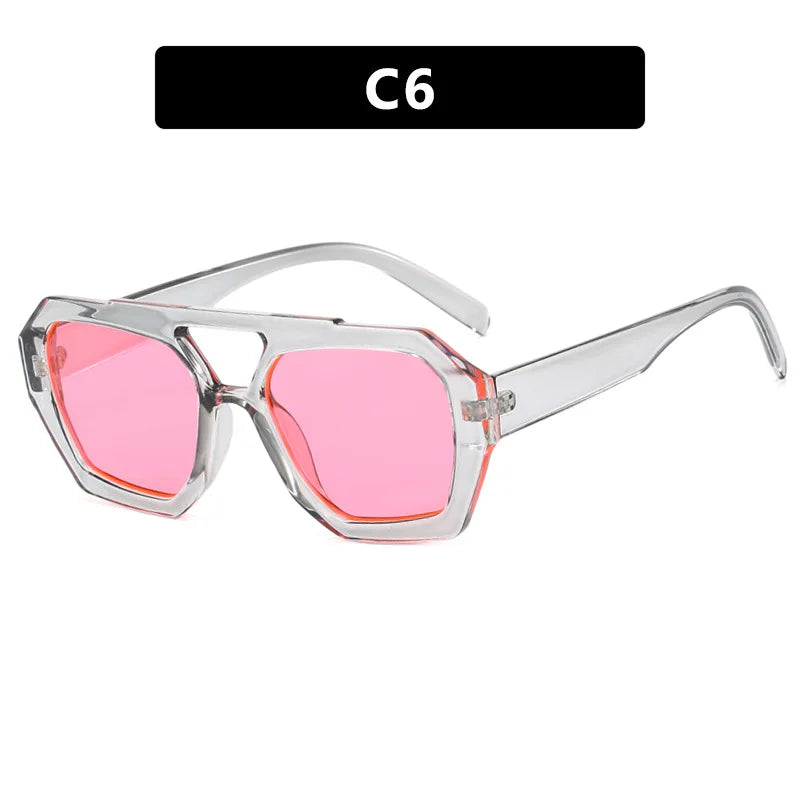 Retro Double Bridges Women's Sunglasses Big Frame Leopard Brown Gradient Eyewear Fashion Luxury Designer Sun Glasses Men Shades