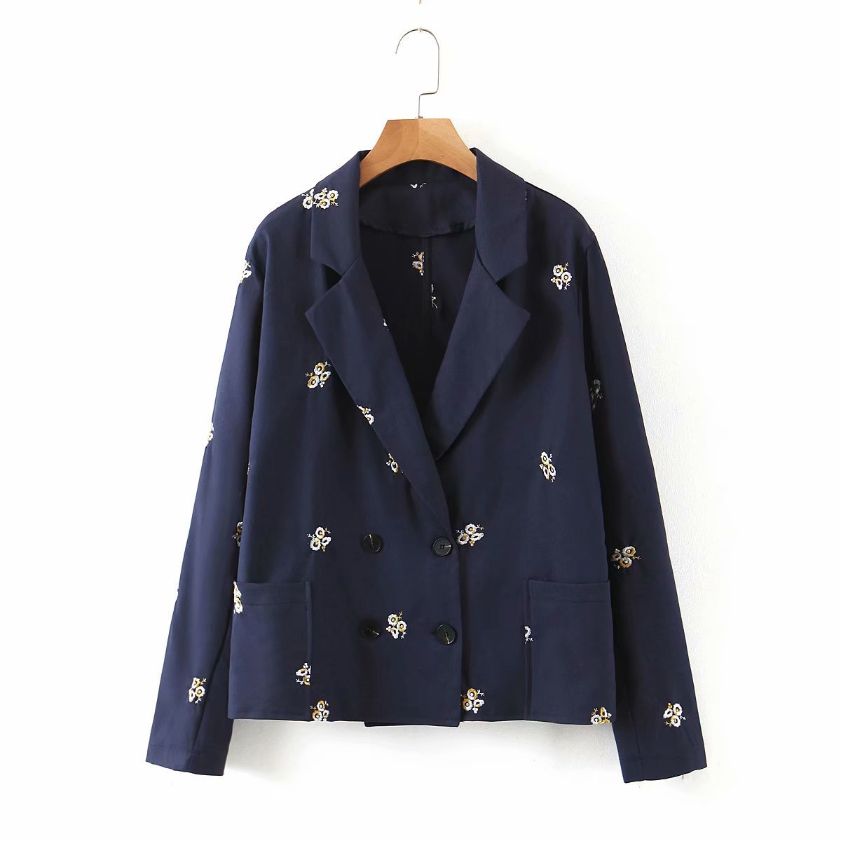 Suit jacket + embroidered casual pants suit