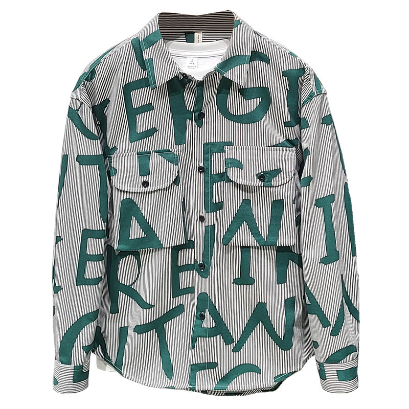 Men's Fashion Casual Alphabet Print Shirts Long Sleeves