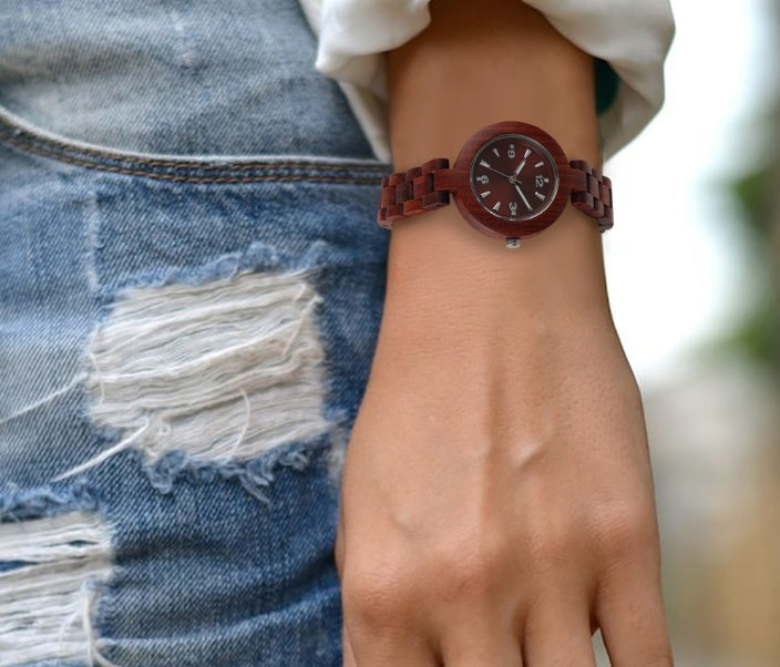 Wood quartz watch