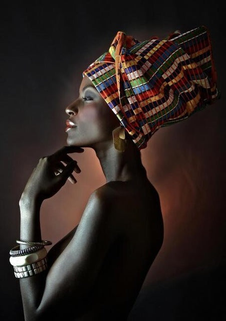 African Art Black Girl Silver Jewelry Canvas Painting Art Poster