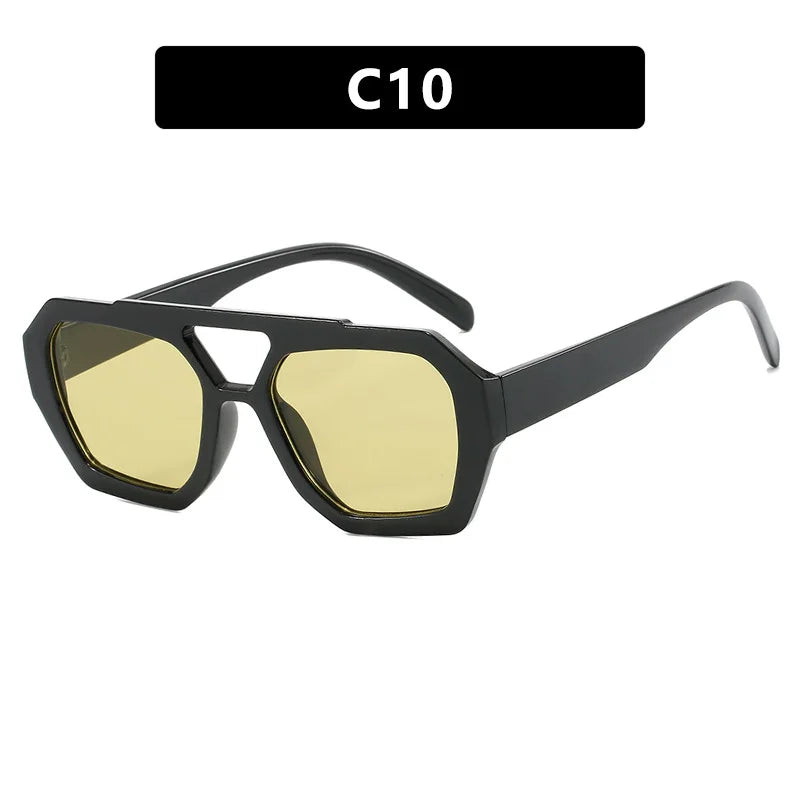 Retro Double Bridges Women's Sunglasses Big Frame Leopard Brown Gradient Eyewear Fashion Luxury Designer Sun Glasses Men Shades