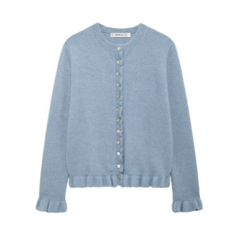 Round Neck Simple Laminated Knitted Coat