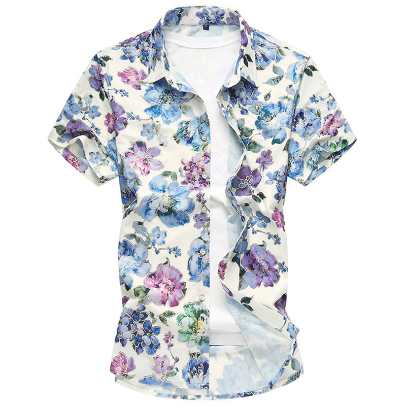Men's Short Sleeve Shirt Hawaii Floral Print Shirt