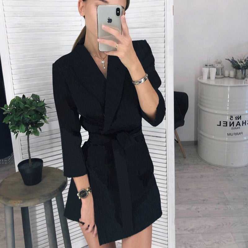 Solid color suit dress