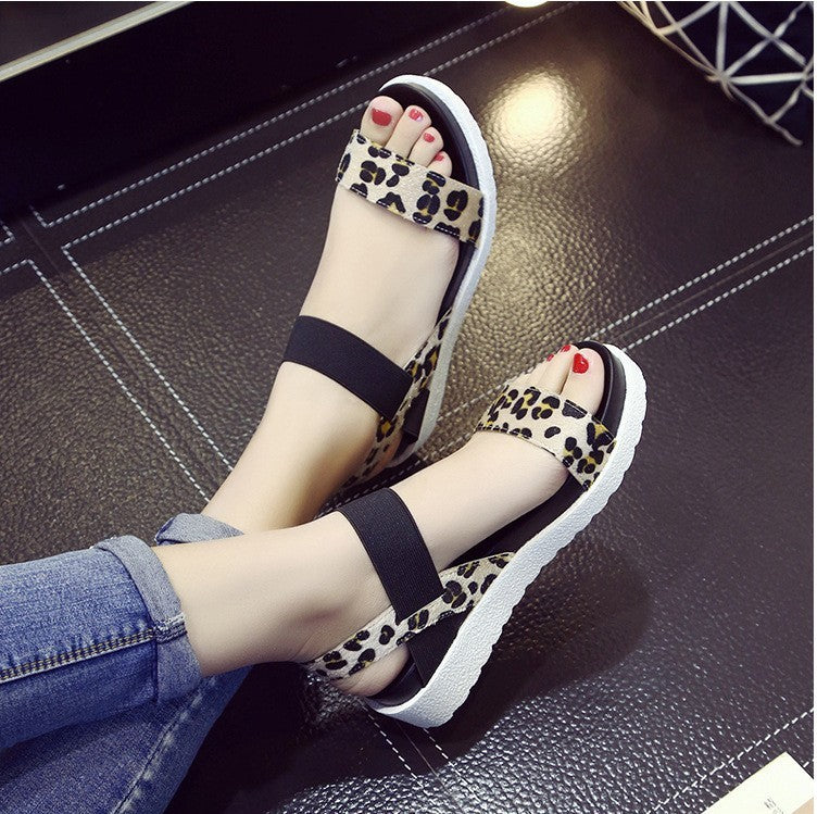 Elastic wedge sandals for women