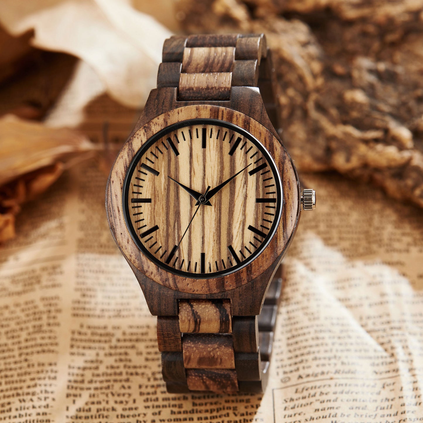 Wood quartz watch