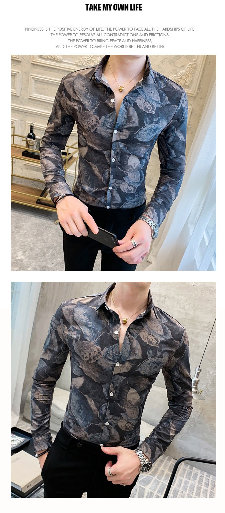 Floral Men's Fashion Casual Nightclub Shirt