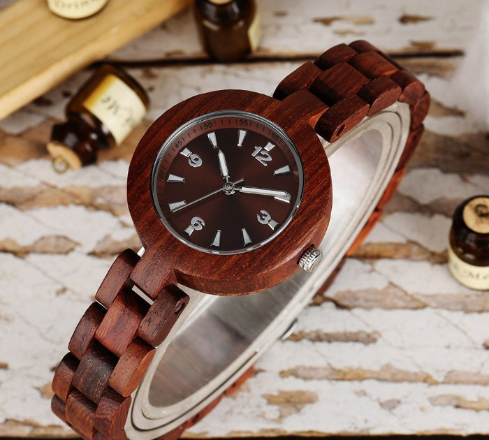Wood quartz watch