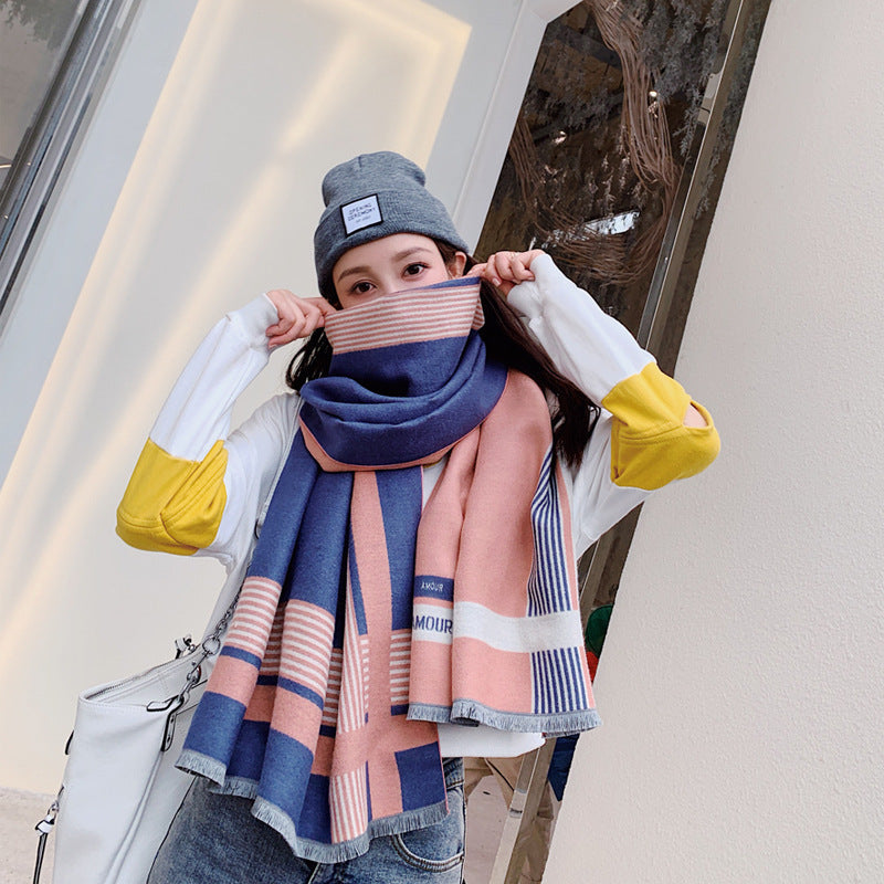 Warm thickening imitation cashmere scarf