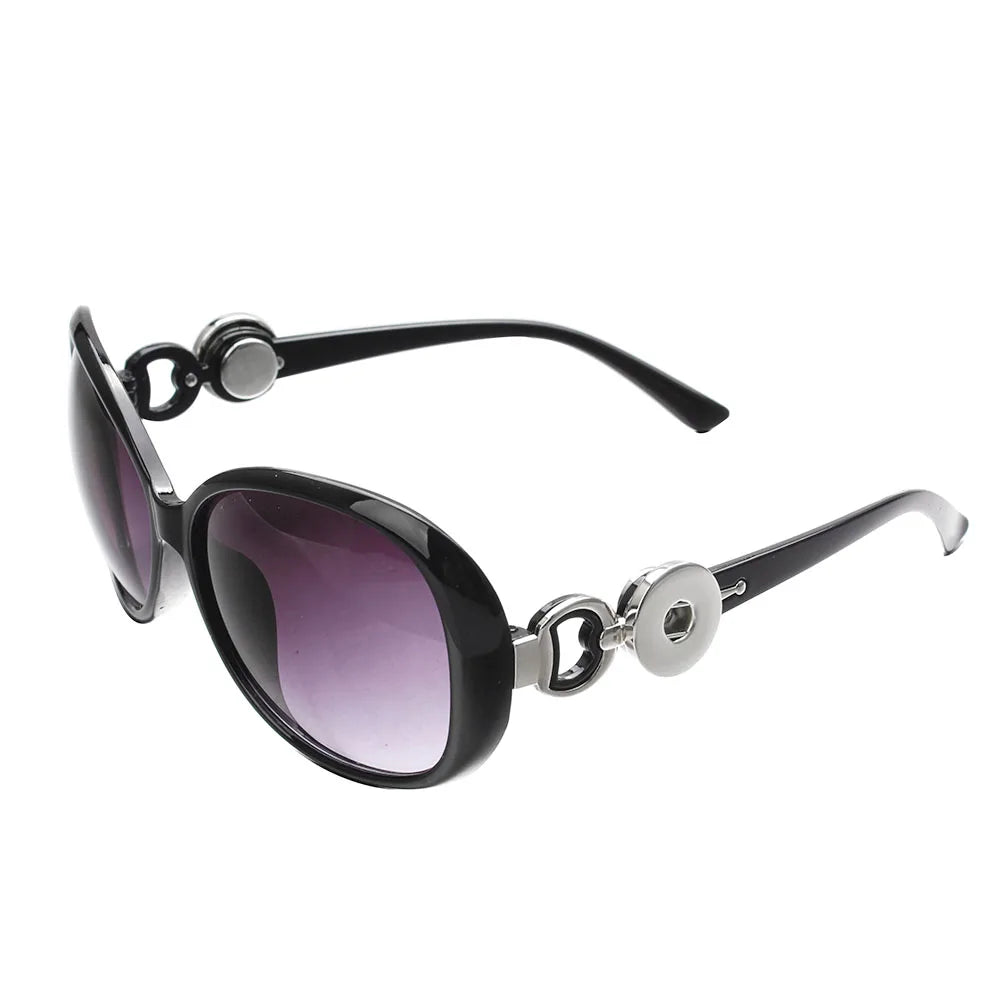 5 Color Xinnver Snap Button Sunglasses Retro Oval Glasses Eyewear Sunglasses Fit 18mm Snap Button for Women Jewelry ZN009