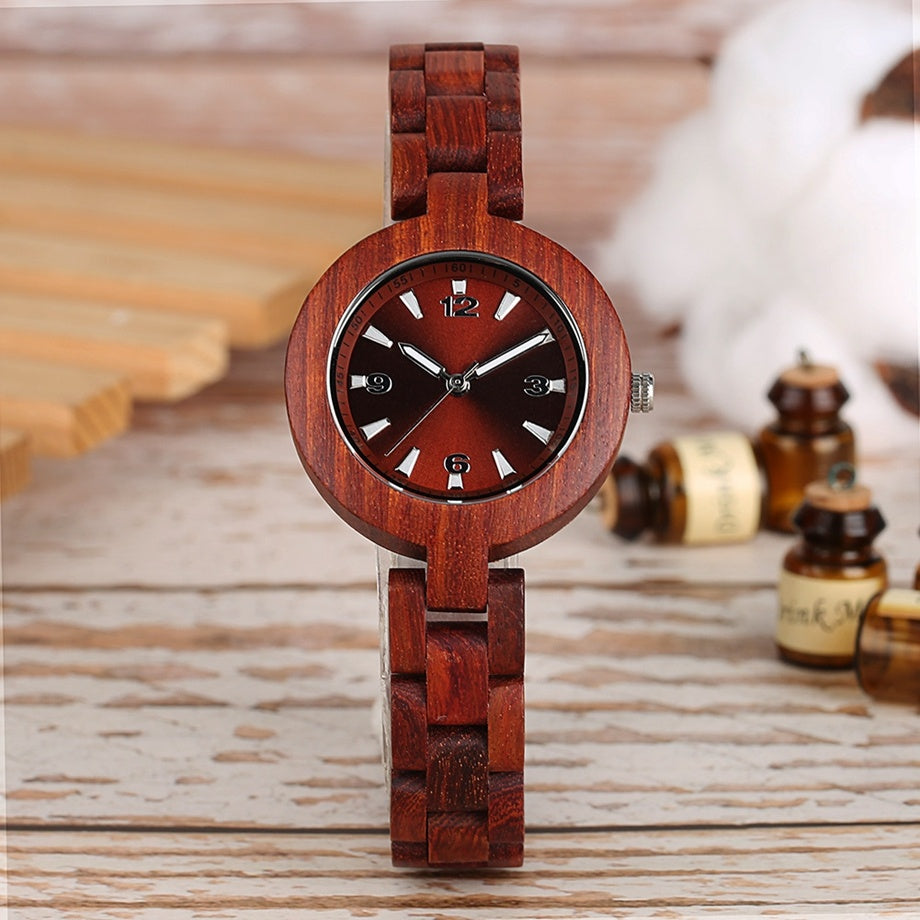 Wood quartz watch
